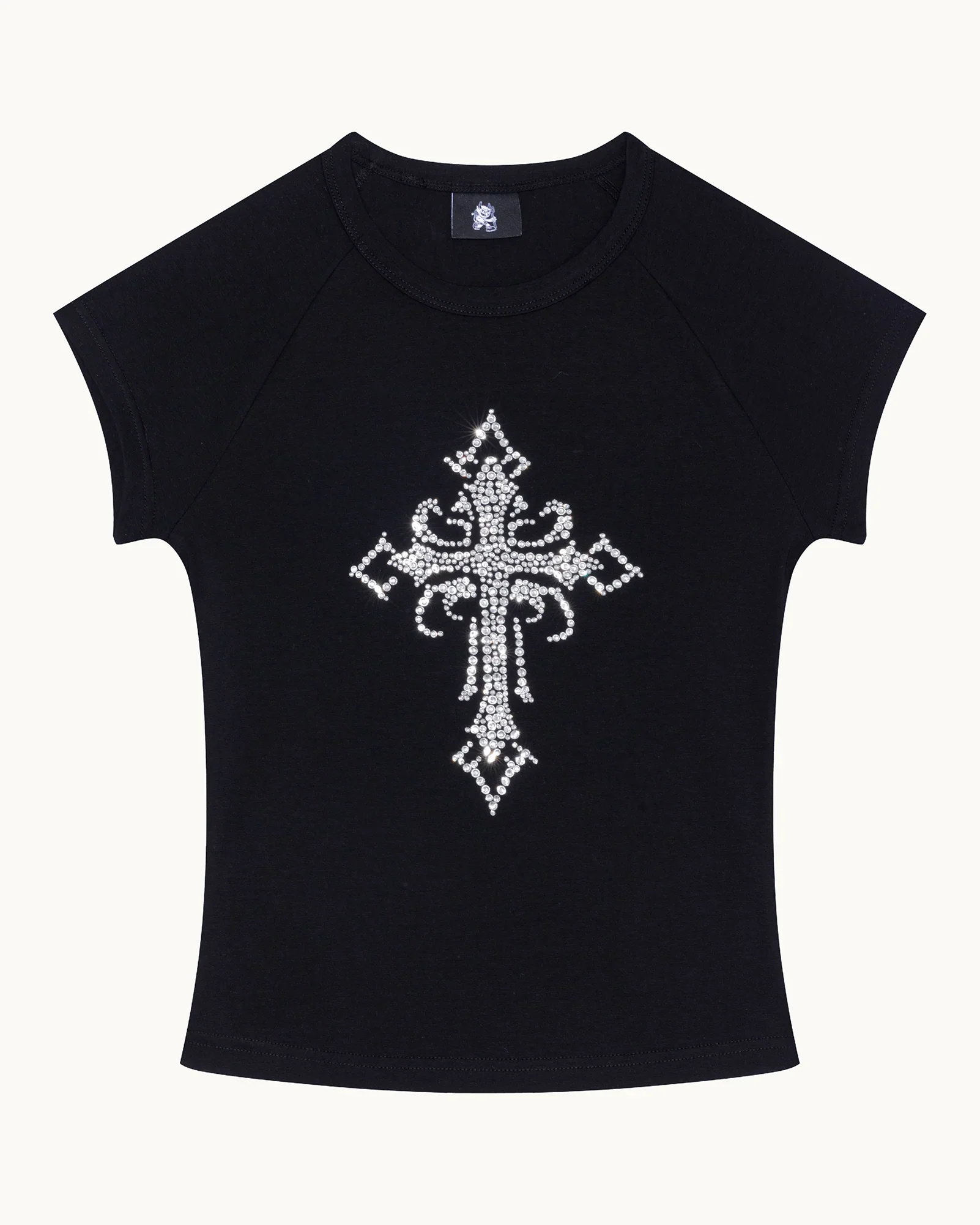 CROSS RHINESTONE BABYTEE - BLACK