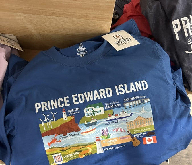 Blue Prince Edward Island graphic souvenir tee