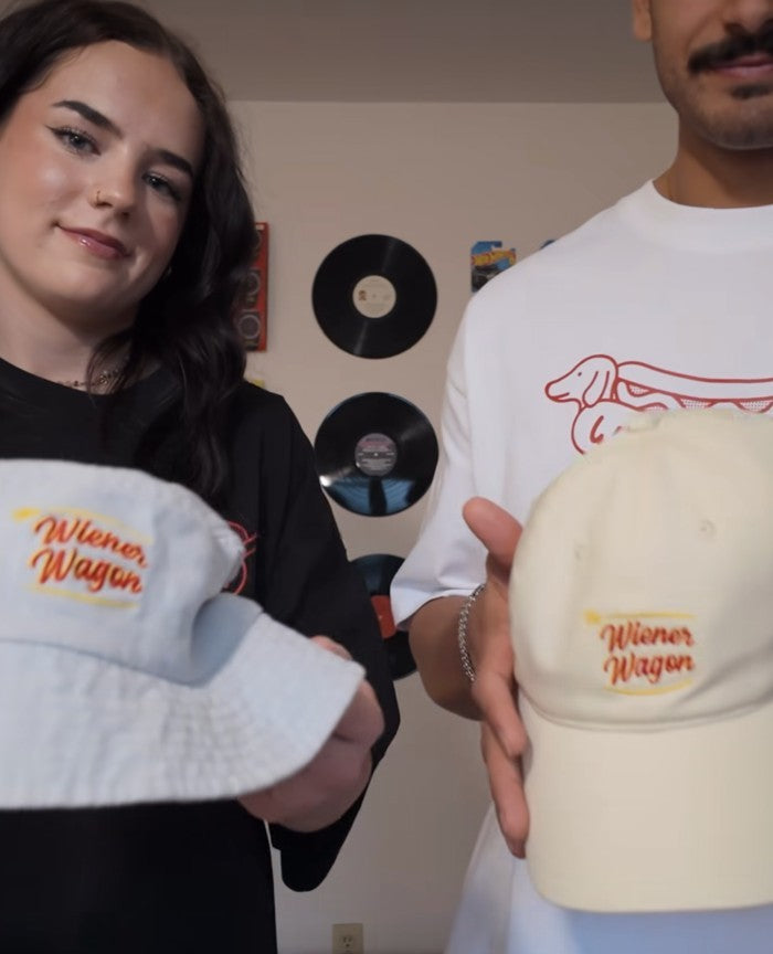 Wiener Wagon embroidered bucket hat and dad cap